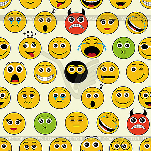 Seamless pattern with emoticons - vector clip art