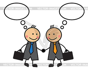 Cartoon businessmen shaking hands - vector image