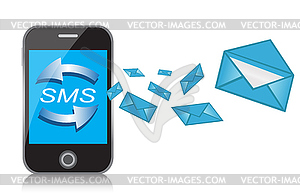 Cell phone and text messages - color vector clipart