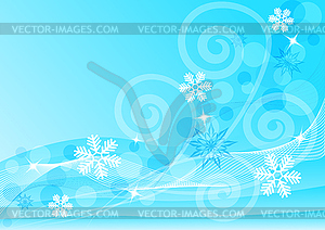 Абстрактный синий фон со снежинками - векторное графическое изображение