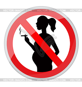 Pregnant women and cigarette - vector clip art