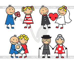 Friendly and happy family - vector clip art