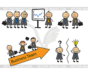 Cartoon set of business situations - vector image