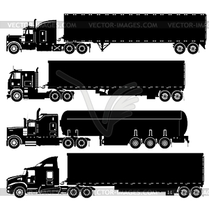Подробные грузовики силуэты набор - стоковый векторный клипарт