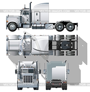 Semi-truck - white & black vector clipart