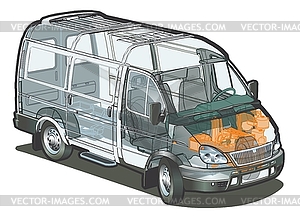 Mini bus ifographics cutaway - vector clipart