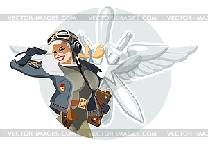 Retro military pin-up - vector clipart