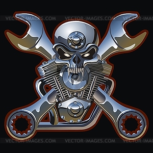 Metall skull with engine - vector clipart