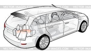 Car infographics cutaway - vector clipart