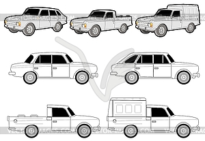 Various car modifications - color vector clipart