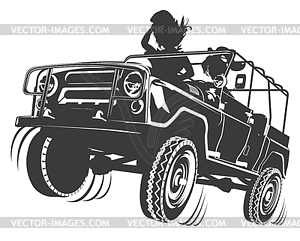 Jeep detailed silhouette - vector clip art