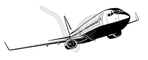 Detailed silhouette aeroplane - vector image