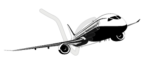 Подробная силуэт самолета - изображение в векторном виде