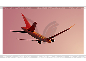 Боинг-787 Dreamliner на рассвете - цветной векторный клипарт