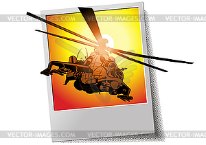 Photo frame with helicopter - vector image