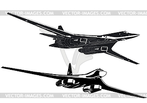 Strategic bombers silhouettes set - vector clip art