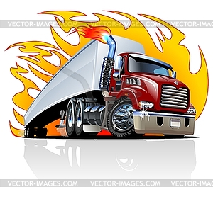 Cartoon Semi Truck. One-click repaint - vector clipart