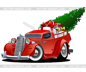 Cartoon Christmas Pickup - vector EPS clipart