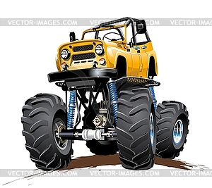 Мультяшный Monster Truck один клик перекрасить - векторный клипарт EPS