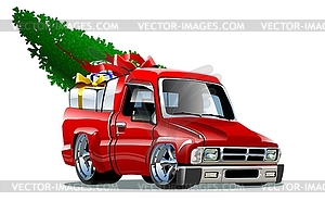 Cartoon Christmas Pickup - vector image