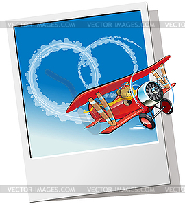 Plane sending wedding message - stock vector clipart