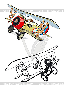 Cartoon biplane - vector clip art