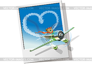 Cartoon racing airplane - vector clipart