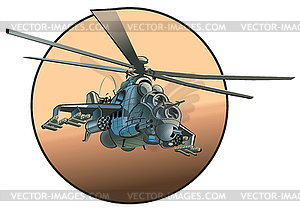Мультяшный армия вертолет - векторный клипарт / векторное изображение