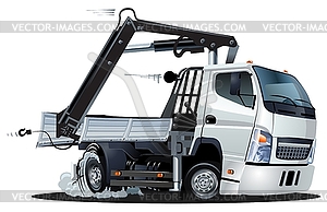 Cartoon Lkw Truck with Crane - vector clipart