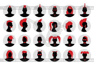 Goth, Punk and Alternative People Avatars - vector clipart