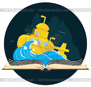 Sci-Fi Book with Submarine - vector image