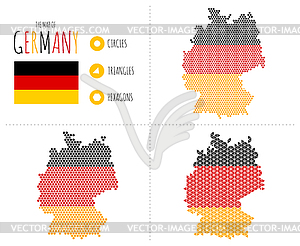 Germany Map in 3 Styles - vector clip art