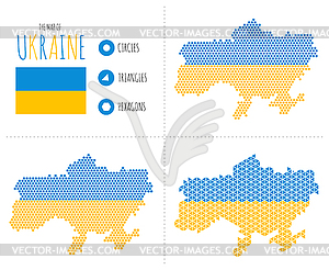 Украина на карте в 3 Стили - векторный клипарт EPS