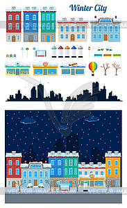 Зимний комплект Город Улица - векторное изображение клипарта