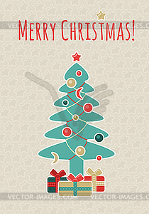 Retro Christmas Postcard - vector image