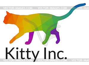 Elegant Multicolored Cat Logo Template - vector clipart