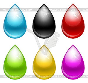 Drops In Six Colors - vector image