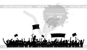 Cheering or Protesting Crowd - vector clipart