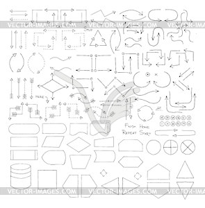 Doodle Блок-схема элементов интерфейса - векторная графика