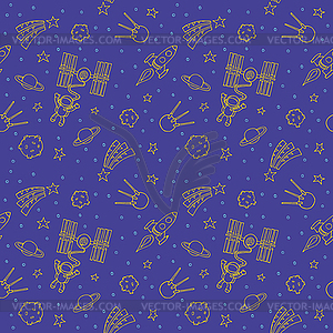 Seamless Doodle Space Pattern - vector clipart