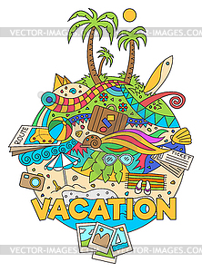 Doodle летние каникулы - цветной векторный клипарт