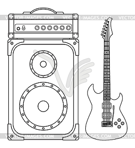 Electric Guitar and Amplifier - vector image