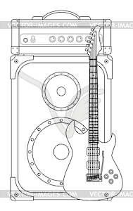 Electric Guitar and Amplifier - vector clip art