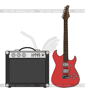 Electric Guitar and Amplifier - vector clipart / vector image
