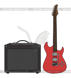 Electric Guitar and Amplifier - vector clipart