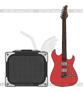 Electric Guitar and Amplifier - vector image