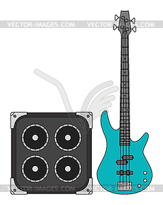 Electric Bass Guitar and Amplifier - vector clipart