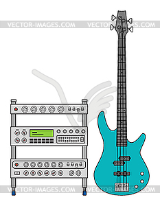 Электрическая бас-гитара и усилитель - векторный клипарт / векторное изображение