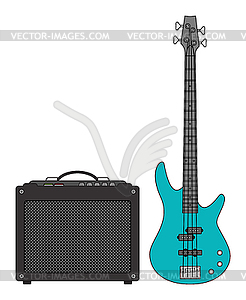 Электрическая бас-гитара и усилитель - изображение в векторе / векторный клипарт