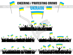 Cheering or Protesting Crowd Ukraine - vector image